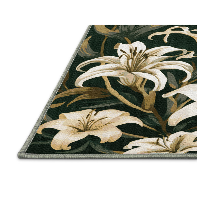 Tapis vert botanique lavable à la machine, Rectangle 2 pi x 3 pi