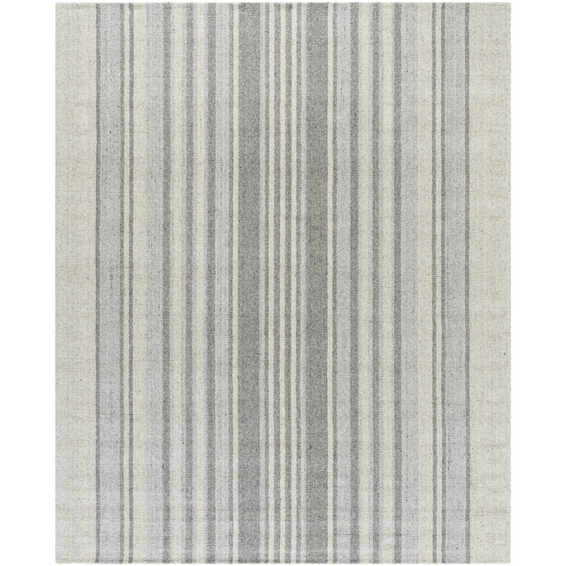 Romano Hand Loomed Wool Striped Area Rug, Rectangle 8' x 10'