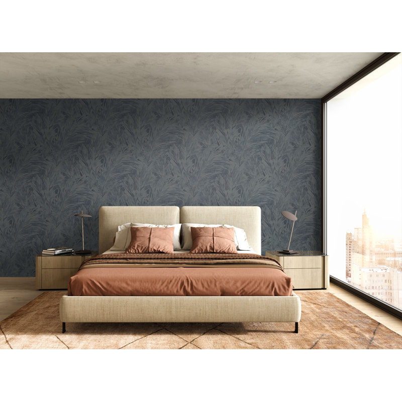 Papier peint floral Alisson, Bleu marine