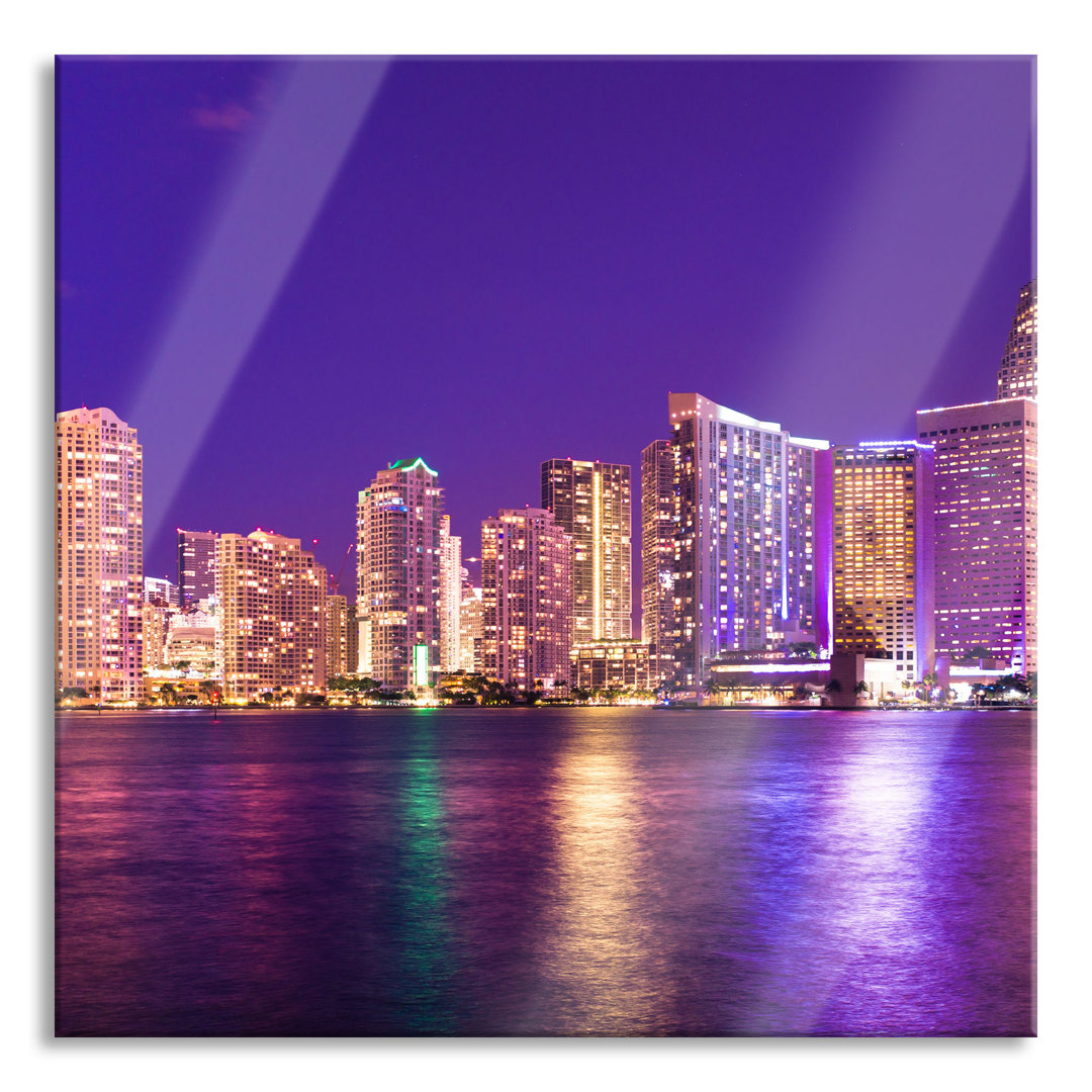 Glasbild Miami Florida Skyline