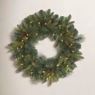 Faux Lighted Pine 24'' Wreath