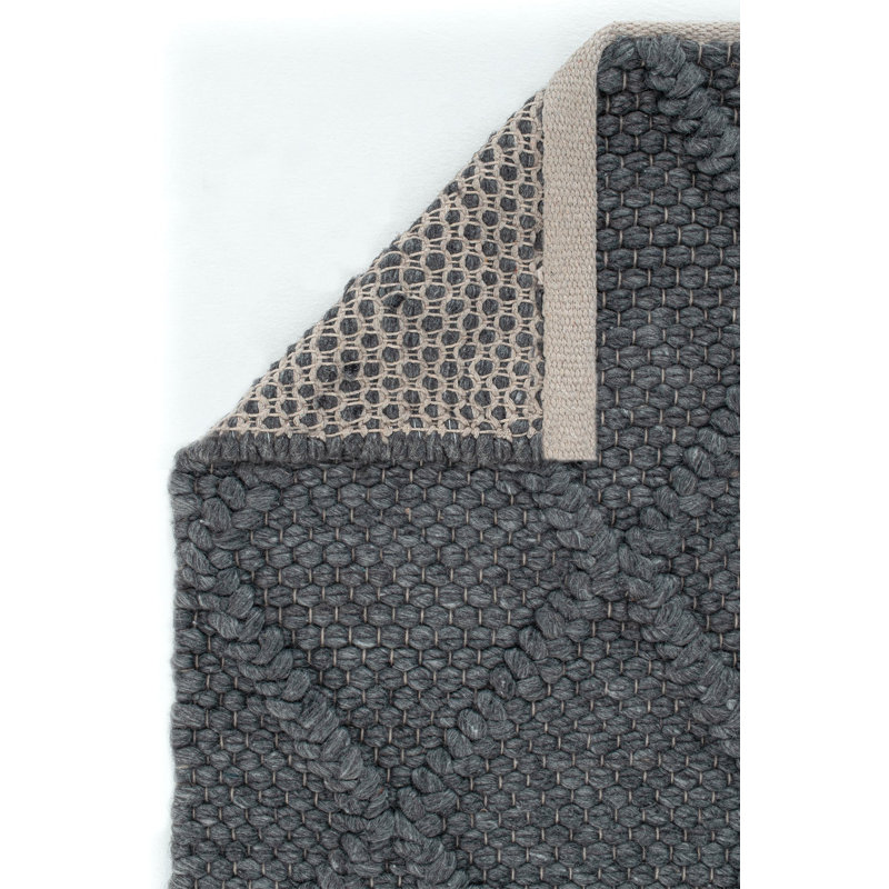 Rhayna Geometric and Trellis Wool and Viscose Hand Woven Indoor / Outdoor Area Rug, Rectangle 4'3" x 6'2"