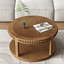 Table basse ronde en bois avec tablette