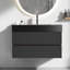 Meuble-lavabo moderne avec texture noyer et tiroirs noirs, armoire murale en noyer-1623525462