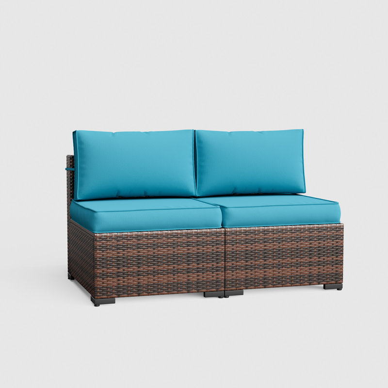 Ensemble de conversation pour terrasse avec coussins 2 personnes Flarrie, Bleu clair