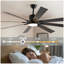 Ventilateur de plafond à DEL 72 po en noyer avec 8 pales en bois, télécommande, température de couleur réglable pour le salon, la chambre à coucher ou la salle à manger (silencieux / 6 vitesses / réversible / moteur à courant continu)