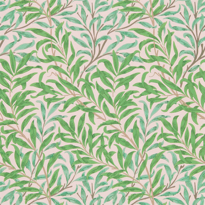 Willow Bough Wallpaper, Pink/Leaf Green