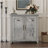 Elegant Sideboard With 2 Acrylic Mirrored Doors Sideboard And Buffet With Storage, Hollow-Carved Accent Cabinet Gray Laminates And MDF Substrate, Spacious Space Adjustable Shelf, Living Room, Kitchen-1135046501