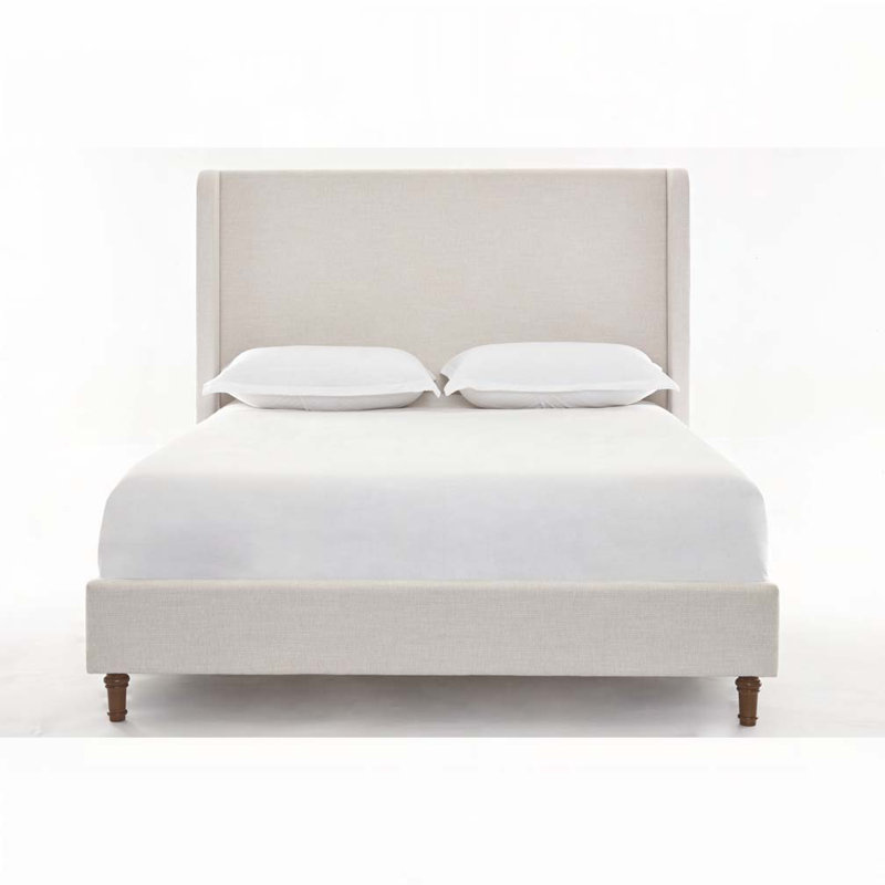 Chenille  Upholstered Wingback Bed, Queen