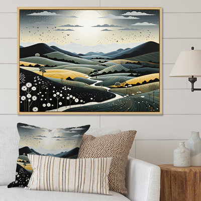 "Blue and Gold Modern African Landscape III", reproduction d'art sur toile