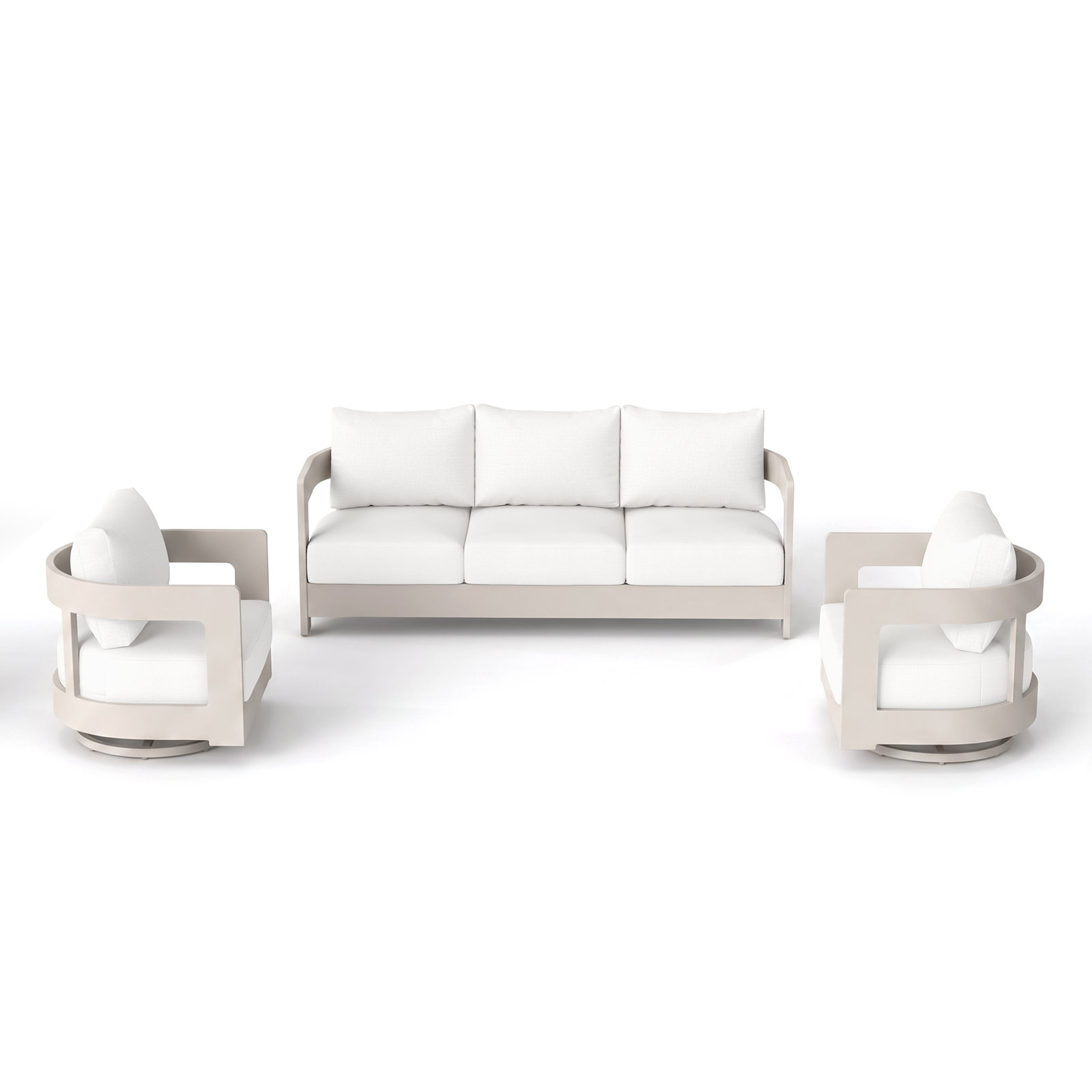 Frances 5-Person Sunbrella® Patio Seating Group, White Cushion/Champagne Frame