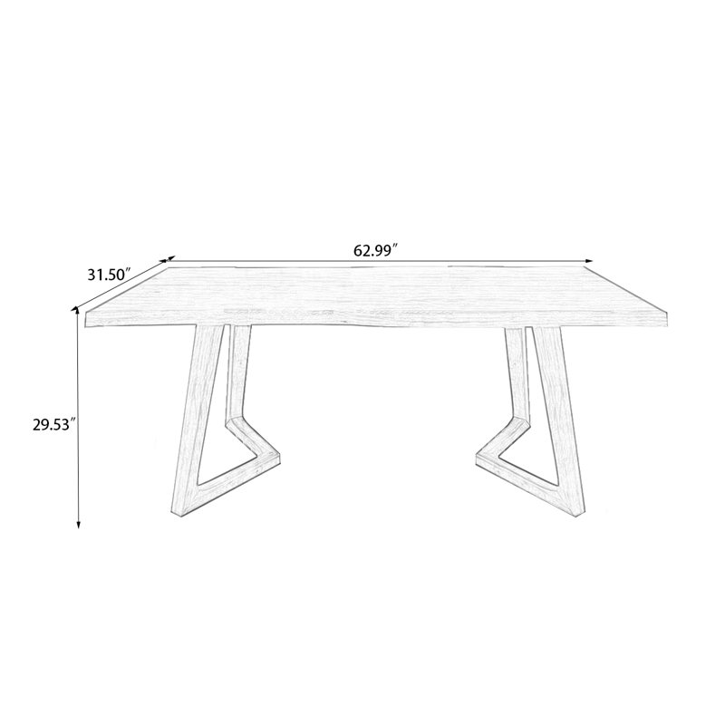 Brown Rectangular Solid Wood Dining Table, 29.53"H x 62.99"L x 31.5"W