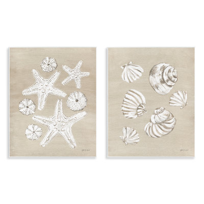 «Beach Treasure Starfish Shells», ensemble de 2 plaques murales par Yvette St. Amant