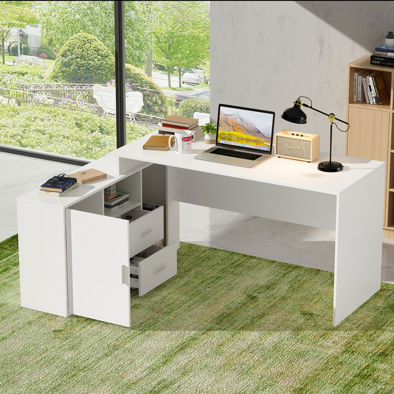 L-Shaped Computer Desk With Bookcase