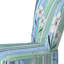 Chaise d'appoint décorative à motif floral en velours rayé vert et bleu