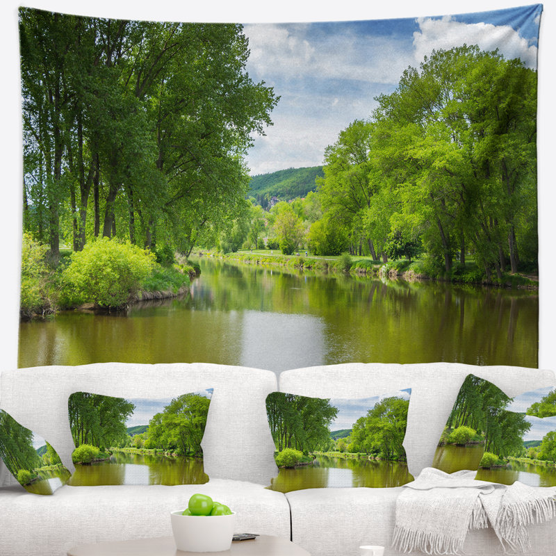 Magnifique tapisserie d’été paysage, H 68 po x l 80 po