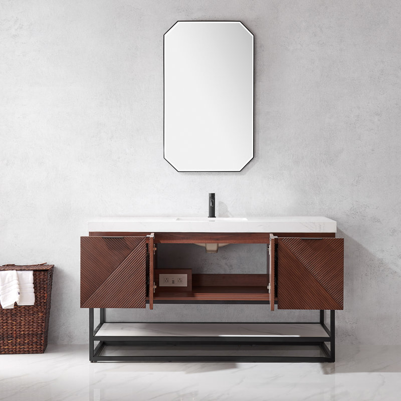 Meuble-lavabo simple Mahon, Noir mat, Noir mat