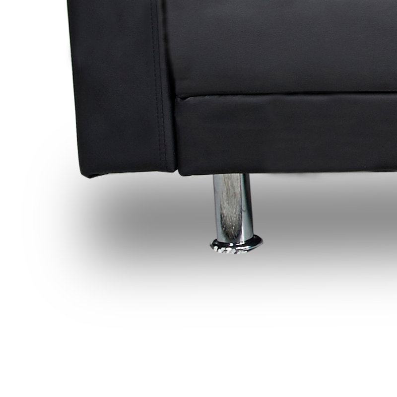 Duplantis 3 Seater Faux Leather Sofa Bed, Black Faux Leather