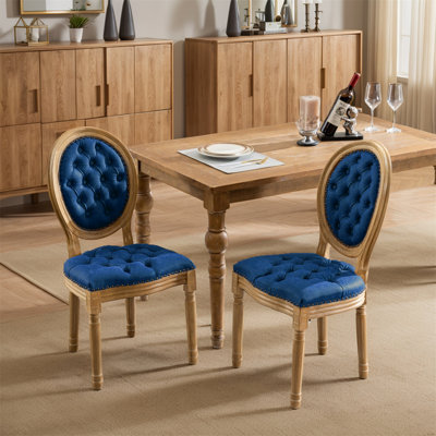 Set Of 2 Upholstered Oval Tufted Side Chair