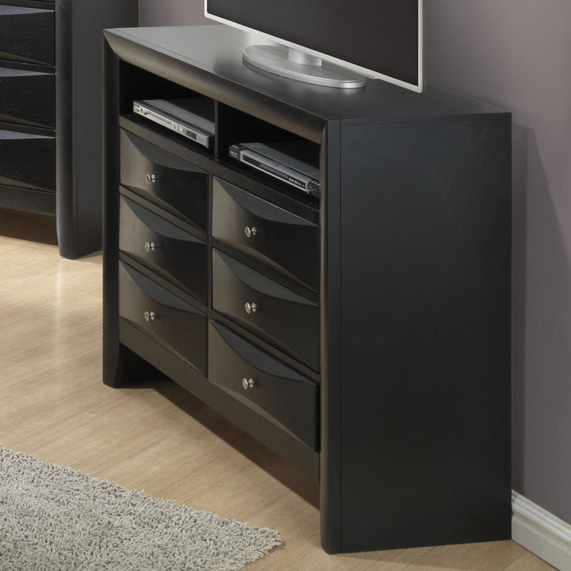 Marilla 47'' W 6 - Drawer Dresser, Black