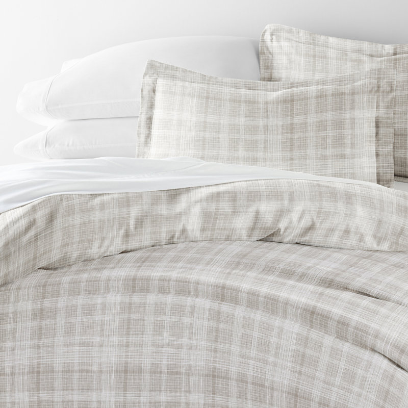 Gray Twin/Twin XL Microfiber Thatch Pattern Duvet Cover Set