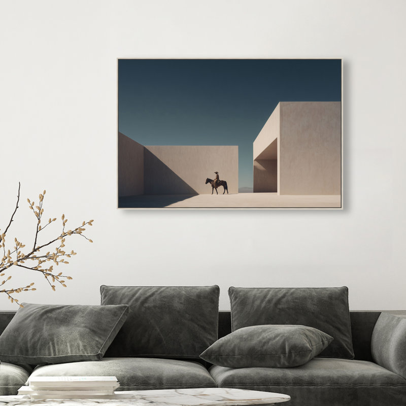Lone Equestrian II Canvas Animals Print by Oliver Gal, Black Frame, 15 x 10, 11"H x 16"W, Silver Floater Frame