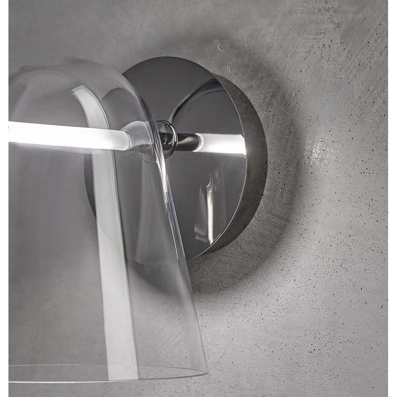 Steel LED Armed Sconce, Black Chrome, 2700K