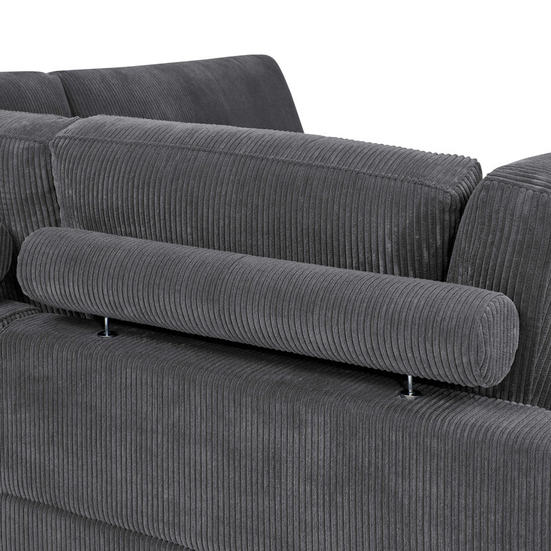 Canapé modulaire à large assise en velours côtelé, Dark Gray