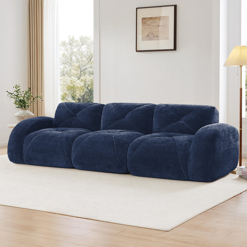 Canapé 110 po sans capitonnage 110 po, H 29,9 pox L 110,6 po l x 37,4 po P, 3, Bleu