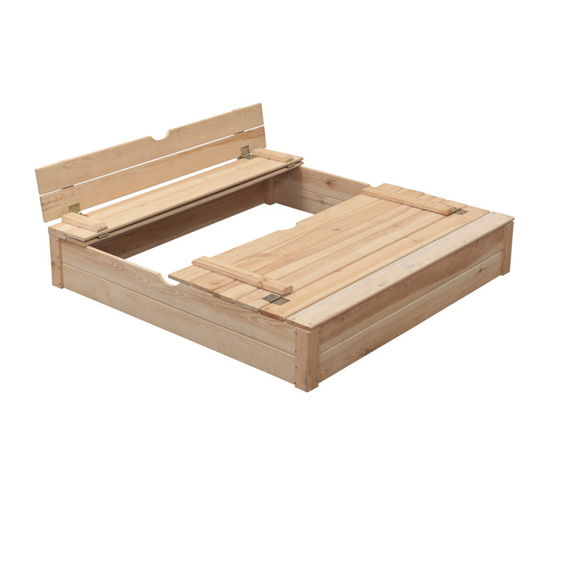 SwingKing 120cm x 25cm Solid Wood Rectangle Sandbox with Cover