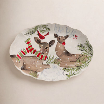 Deer Friends Oval Platter