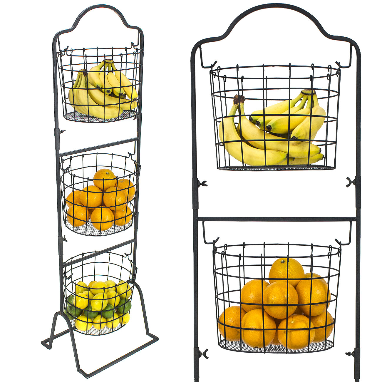 Sorbus 2 Tier Wire Fruit Basket ,Black