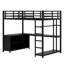 Lit mezzanine en métal avec cubes de rangement et tablettes, garde-robe et bureau en L-982432706