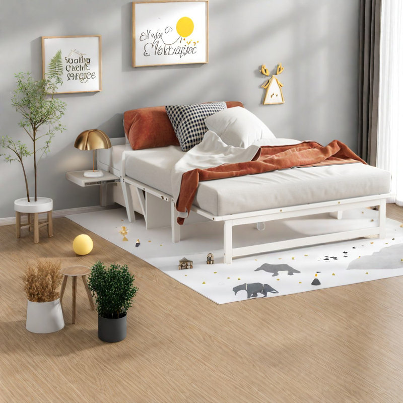 Lit escamotable moderne en pin avec USB
