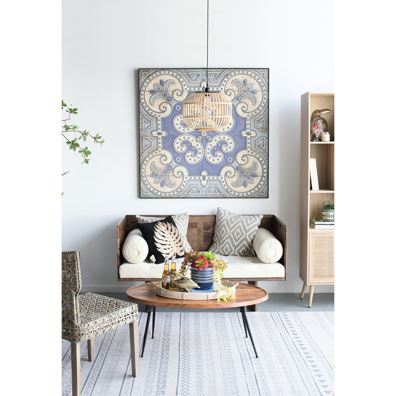 Table basse ovale en bois et fer, 39 po x 26 po x 16 po, finition naturelle, Union Dazzle Finish Union, leurre