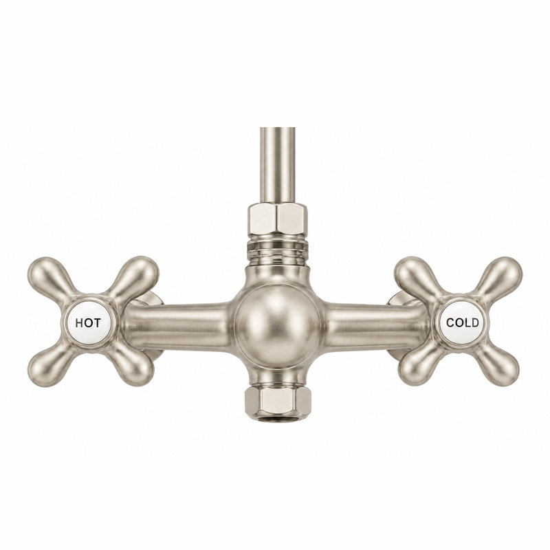 Système de douche exposé 48 po avec poignées centrales et transversales 7 po, Nickel mat