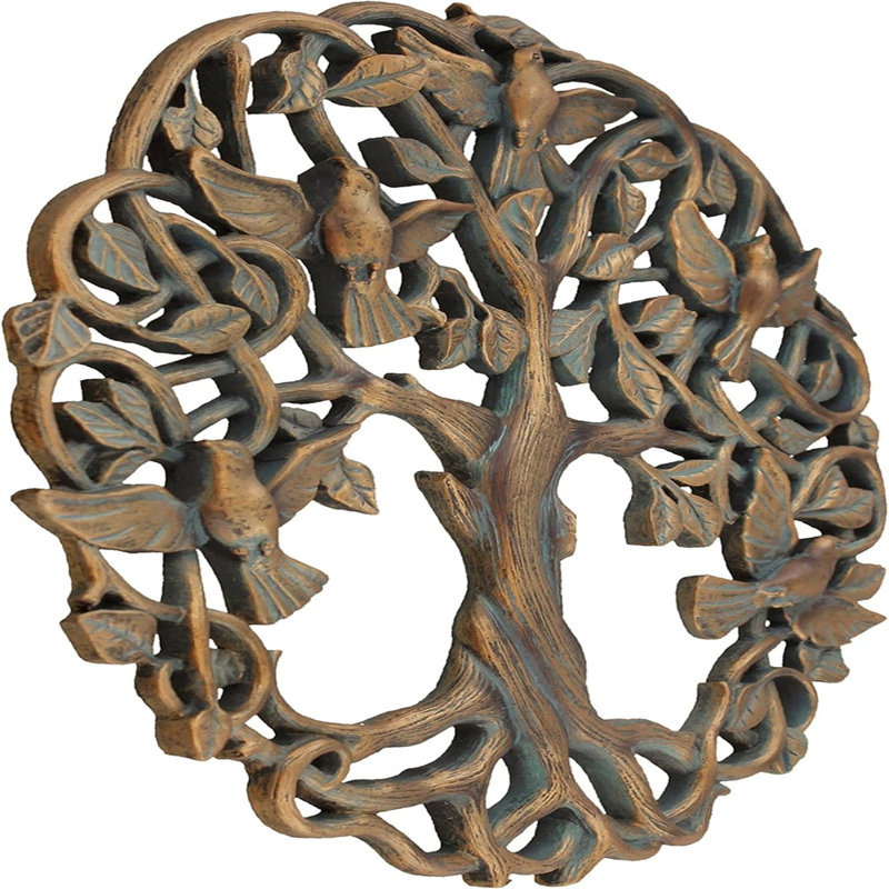 Arbre de vie / oiseau de paix, plaque murale 11 5/8 po