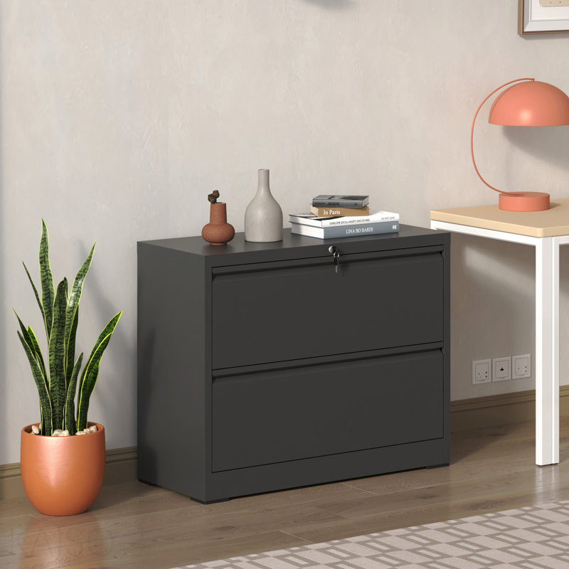 2-Drawer Lockable Heavy-Duty Metal Filing Cabinet, Silent Full-Extension Slides Easy-Assembly Space-Saving For Letter Legal A4 F4 Home Office