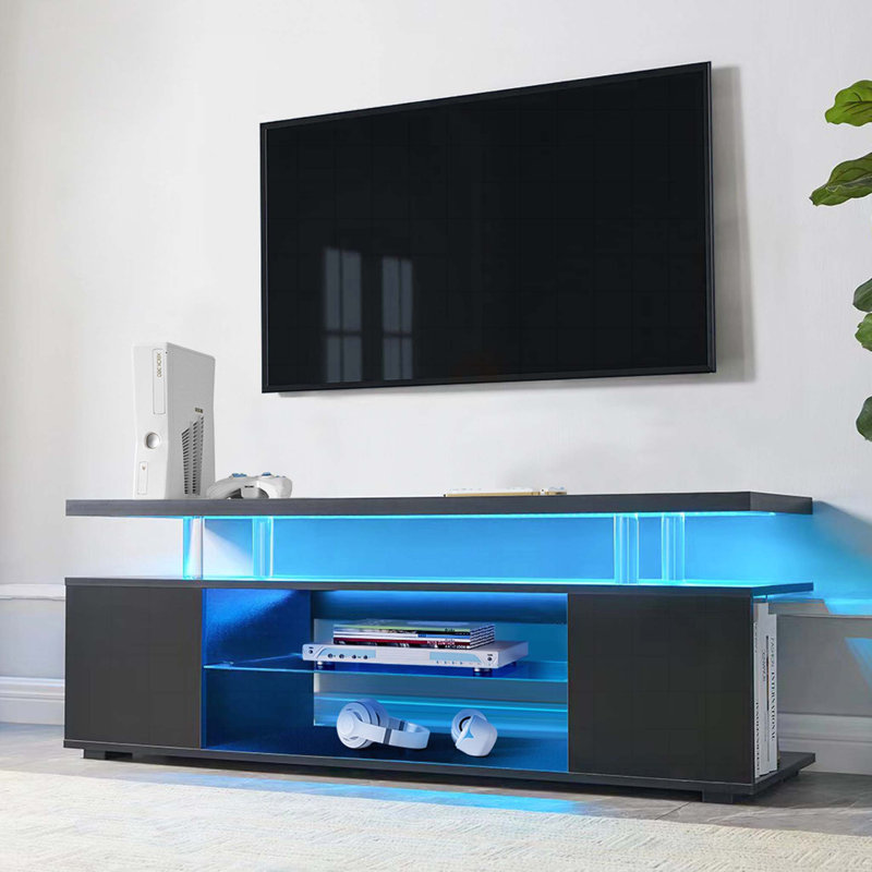 Birkbeck Unfinished TV Stand, 21" H x 51" W x 16" D, Black, Engineered Wood