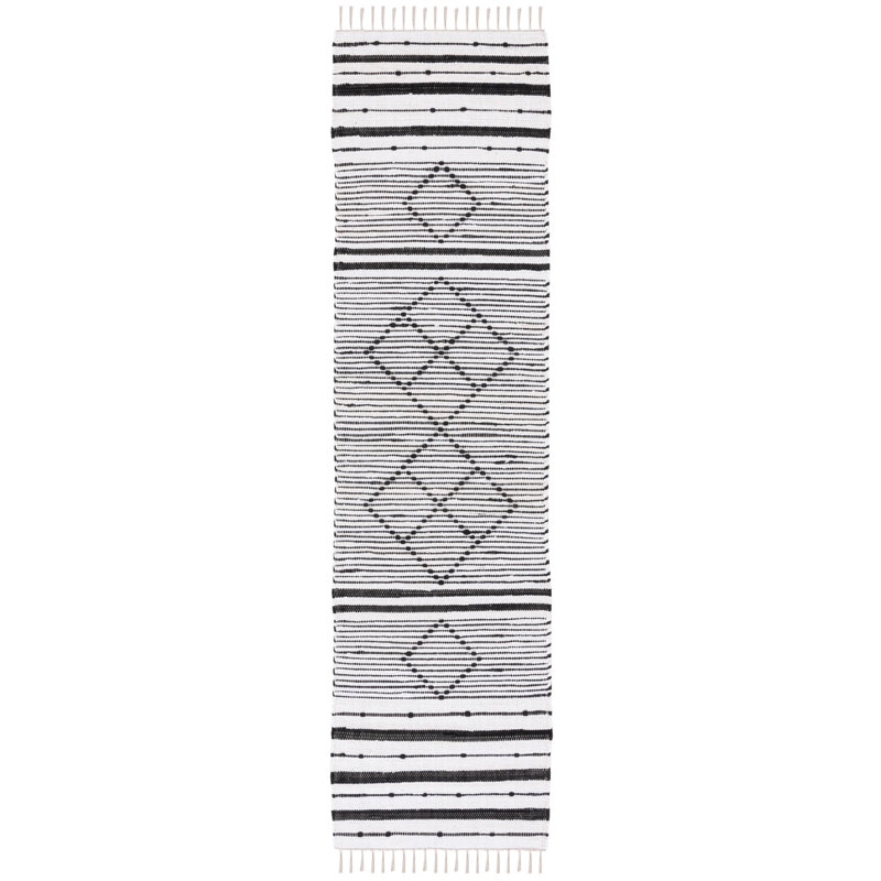 Striped Kilim Flat Weave Cotton Geometric Rug, Runner 2'3" x 9'