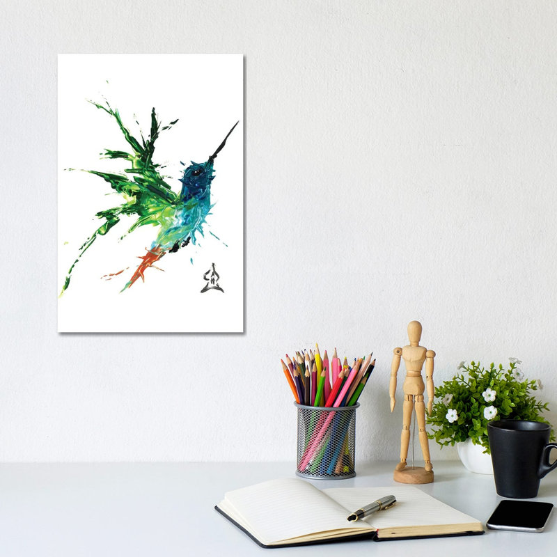 Hummingbird Abstract 1 Piece Wrapped Canvas Painting, 20.32 cm H x 30.48 cm W