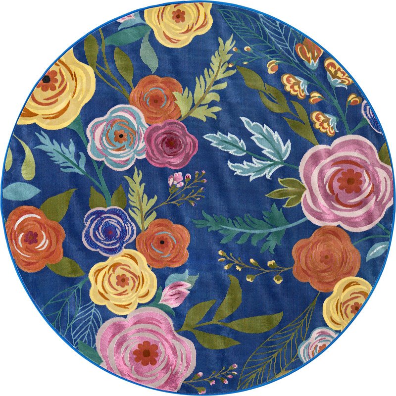 Floral Indoor Rug, Round 5'3"