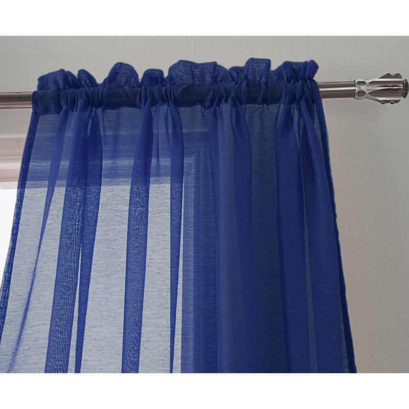 Landose Sheer Curtain Single Panel, Navy Blue, 55" W x 84" L