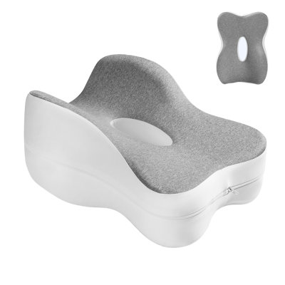 Oreiller ergonomique doublement concave en mousse à mémoire de forme pour les jambes, 1 coussin de soutien avec housse en tissu cationique et doublure intérieure respirante, soulage la pression sur les hanches et les genoux pour un sommeil réparateur, gris, 35 x 25 x 15,5 cm