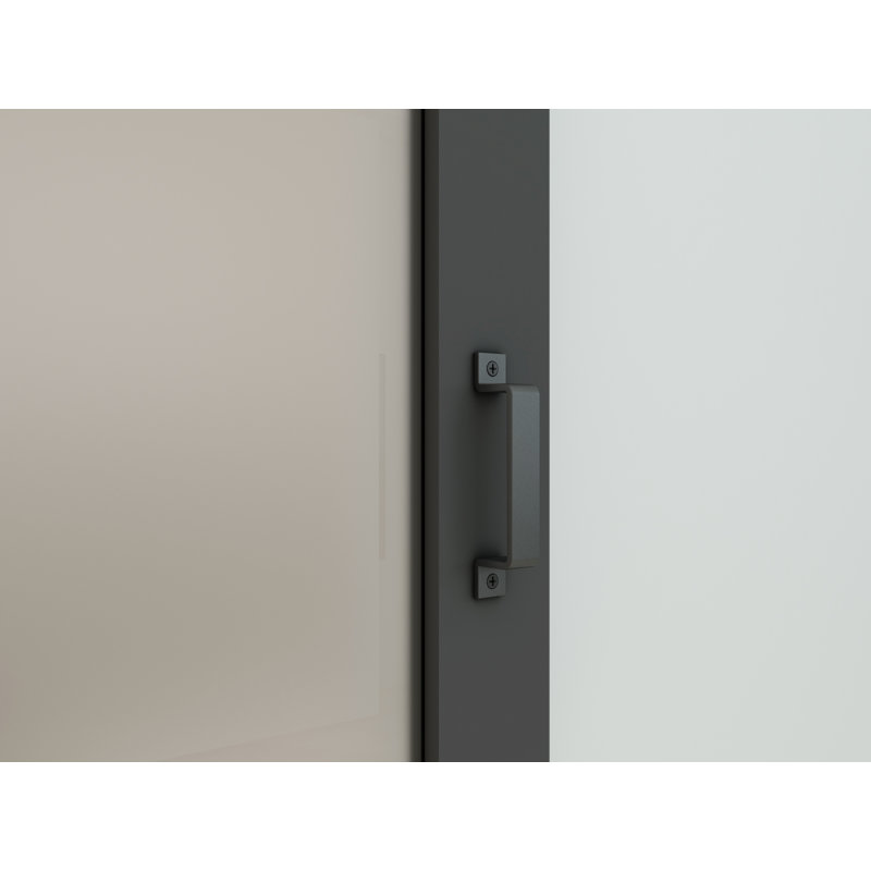 36-in x 84-in Black MDF Barn Door with Frosted Glass
