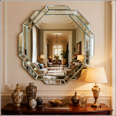 Miroir mural 29,92 pouces à bord biseauté et sans cadre pour une décoration moderne