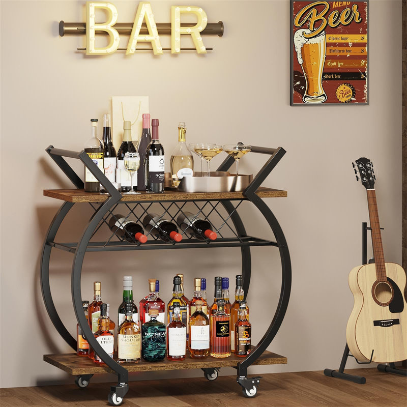 Bar Cart, Black/Brown