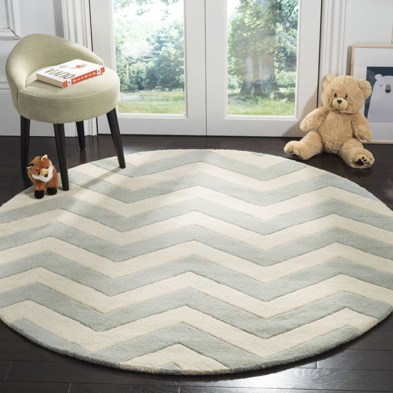 Teresita Hand Tufted Wool Chevron Rug, Round 5'