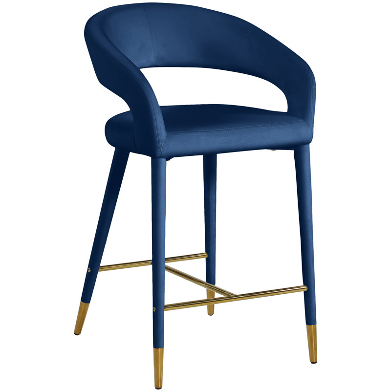 Tabouret de comptoir 26,5 po Destiny, Velours, Marine