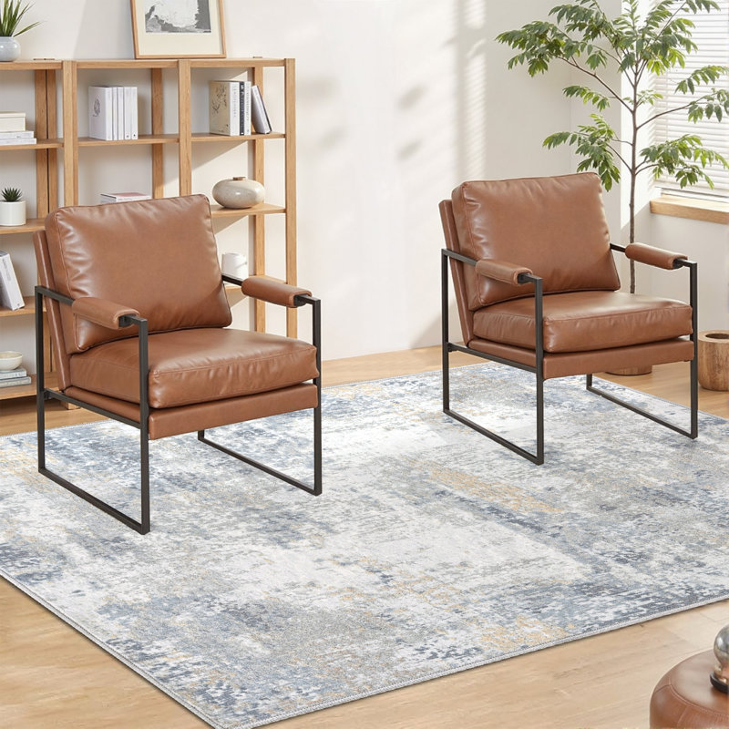 Elroy Modern Abstract Machine Washable Area Rug with Non-Slip Backing, Rectangle 3' x 5', 0.28"
